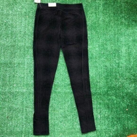 Mudd Black Velvet Plaid High Waisted Skinny Jeggings Size XS - Picture 7 of 8
